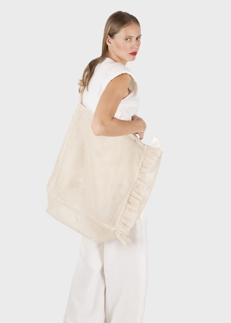 XXL Beige ruffle bag